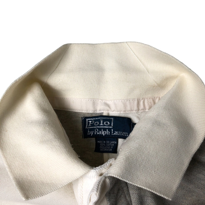 Ralph Lauren POLO by Ralph Lauren Crazy Pattern Short Sleeve Polo Shirt, Men's Size L cotton pale white type Vintage Second Hand