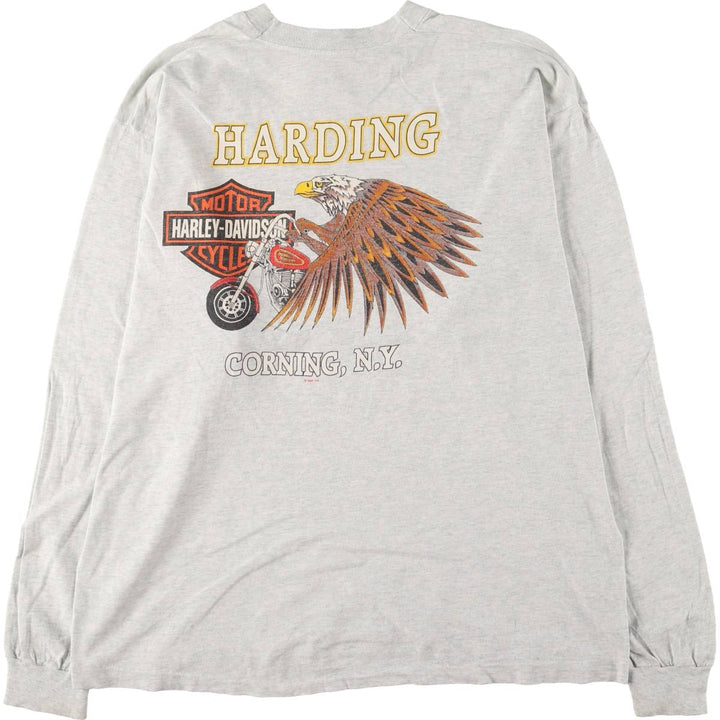90'S Harley-Davidson long-sleeved T-shirt, Made in USA, Men's XL, Vintage cotton white type Vintage Second Hand