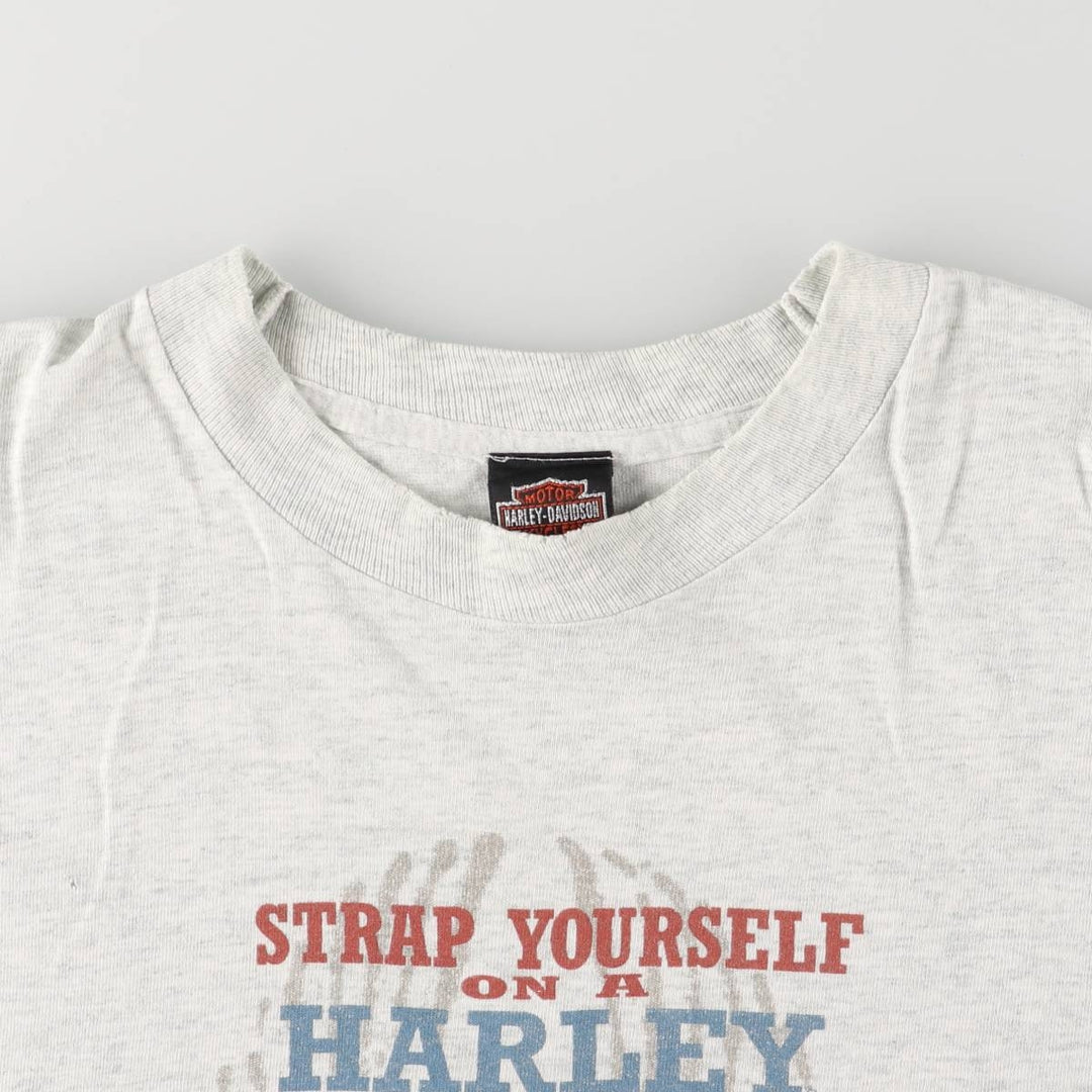 90'S Harley-Davidson long-sleeved T-shirt, Made in USA, Men's XL, Vintage cotton white type Vintage Second Hand