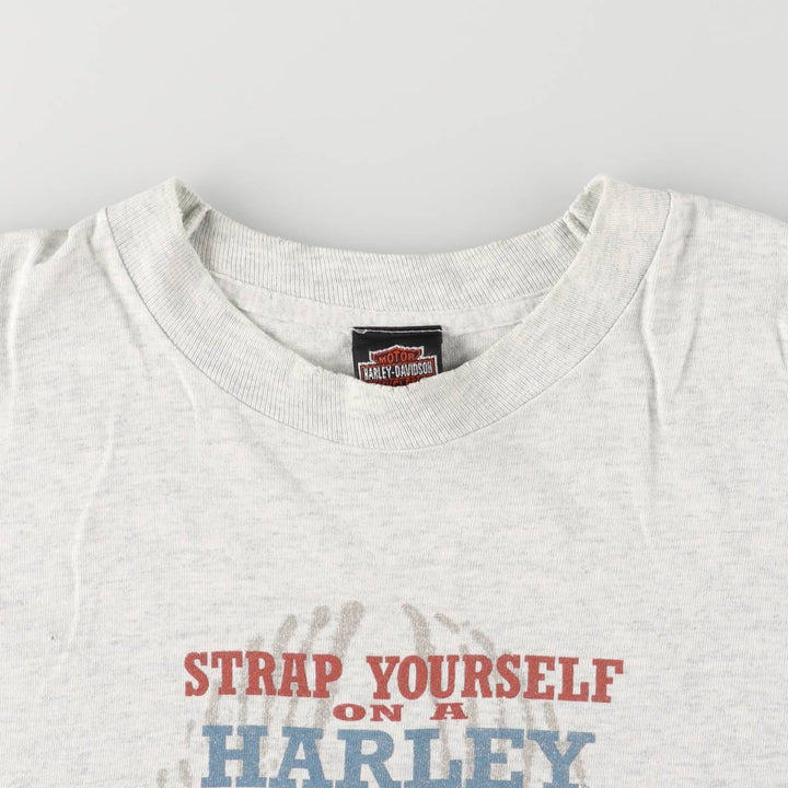 90'S Harley-Davidson long-sleeved T-shirt, Made in USA, Men's XL, Vintage cotton white type Vintage Second Hand