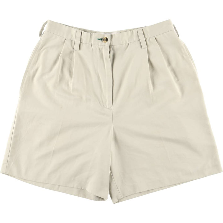 Tommy Hilfiger Golf Two-Pleated Shorts, Women's Size L (W30) polyester ivory Vintage Second Hand