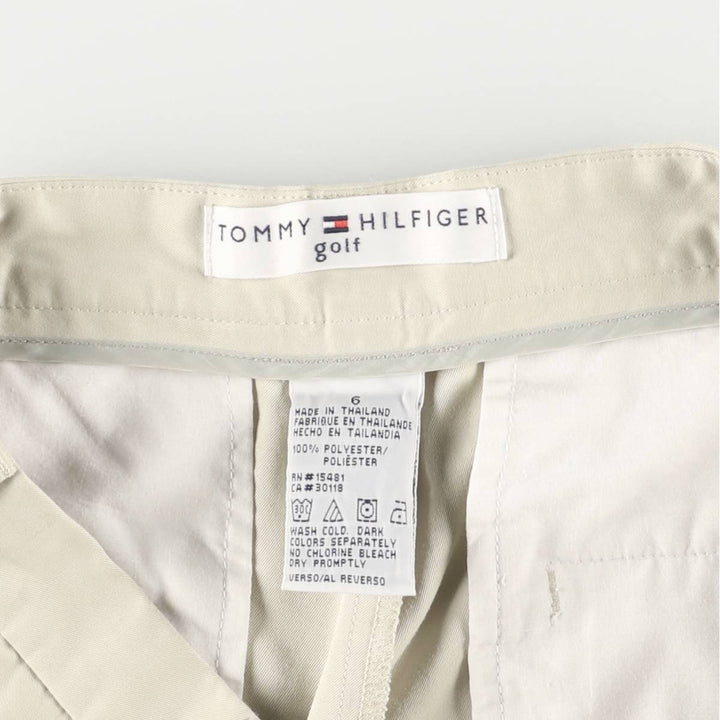 Tommy Hilfiger Golf Two-Pleated Shorts, Women's Size L (W30) polyester ivory Vintage Second Hand