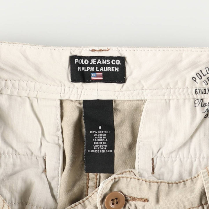 2000'S Ralph Lauren Polo Jeans Company cotton shorts, women's size XXL (w34) cotton Beige type Vintage Second Hand