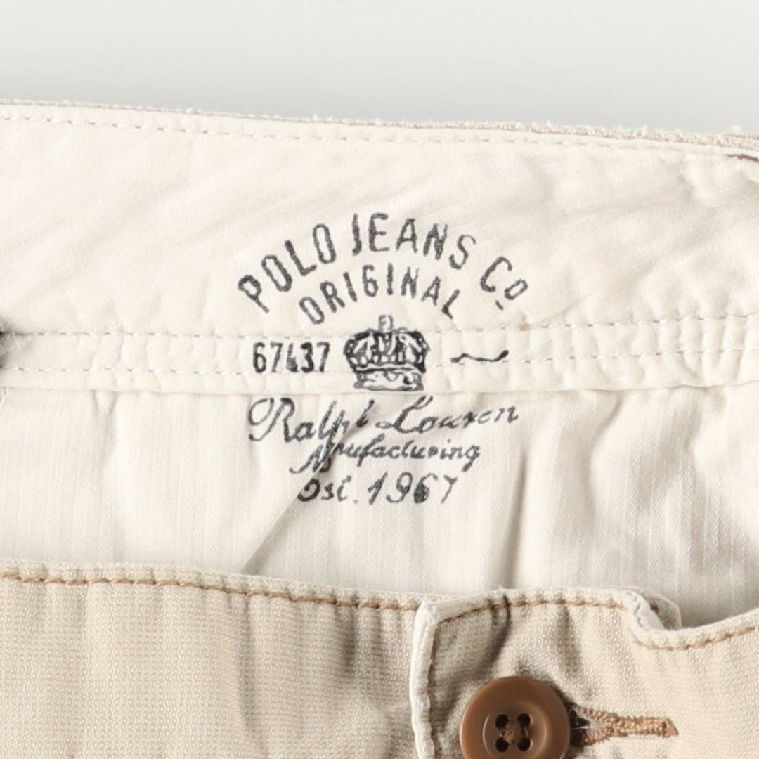 2000'S Ralph Lauren Polo Jeans Company cotton shorts, women's size XXL (w34) cotton Beige type Vintage Second Hand