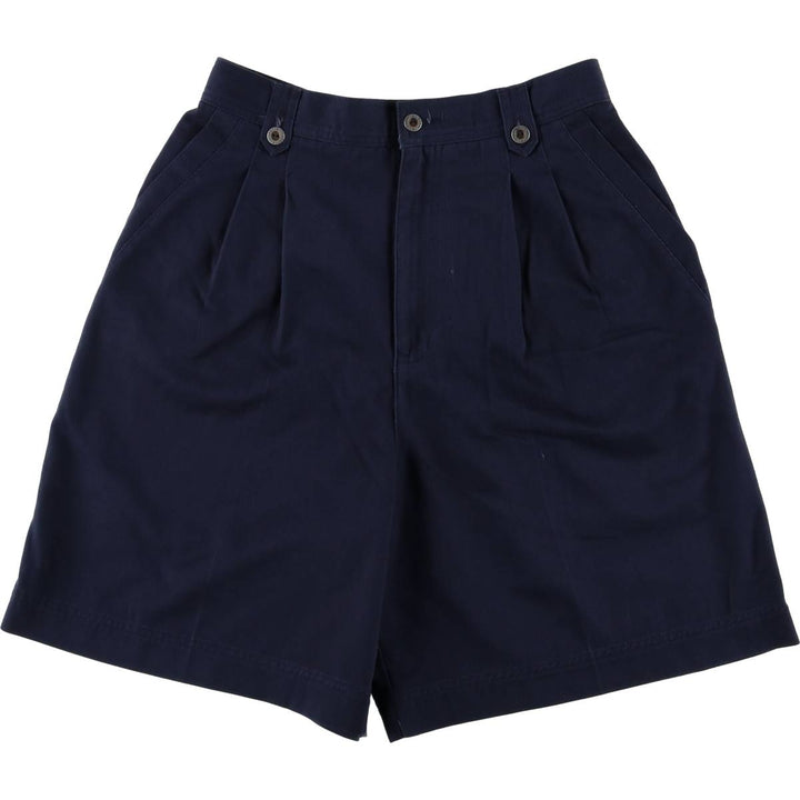 Liz Claiborne Lizsport Two-Pleated Chino Shorts, Women's Size L (W28) unclear navy blue type Vintage Second Hand