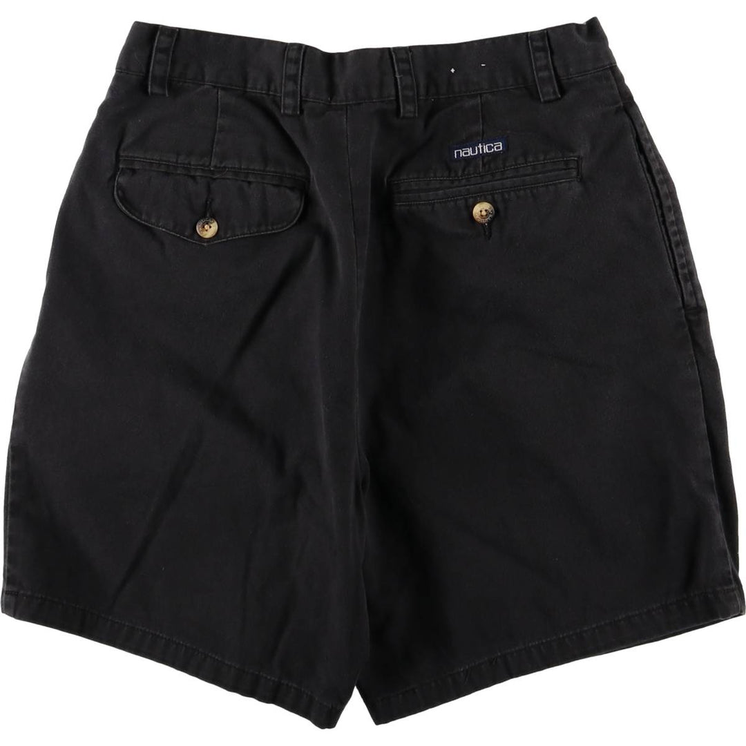 90'S NAUTICA Two-pleat Chino Shorts, Women's L (w30) Vintage cotton black type Vintage Second Hand