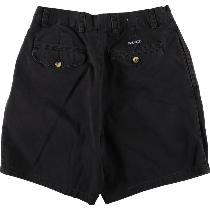 90'S NAUTICA Two-pleat Chino Shorts, Women's L (w30) Vintage cotton black type Vintage Second Hand