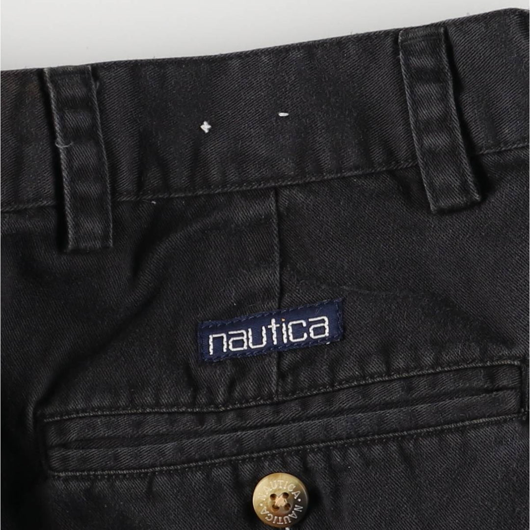 90'S NAUTICA Two-pleat Chino Shorts, Women's L (w30) Vintage cotton black type Vintage Second Hand