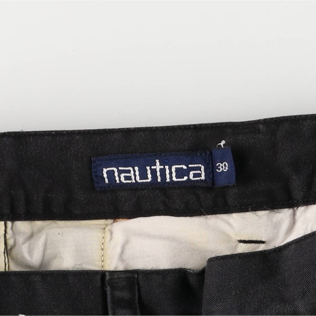 90'S NAUTICA Two-pleat Chino Shorts, Women's L (w30) Vintage cotton black type Vintage Second Hand