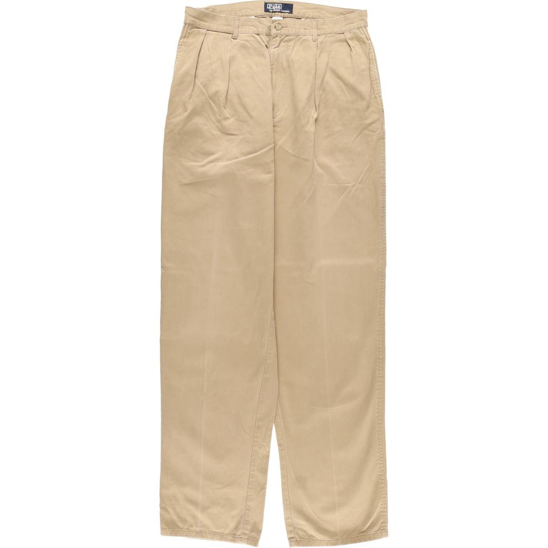 Ralph Lauren POLO by Ralph Lauren Two-pleat Chino Pants for Men, W32 equivalent cotton Beige type Vintage Second Hand