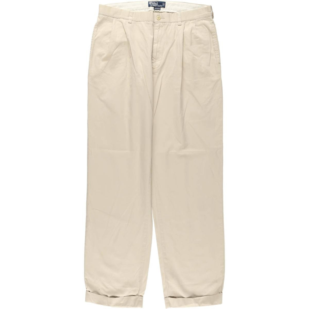 Ralph Lauren POLO by Ralph Lauren HAMMOND PANT, two-pleat chino pants, men's, w34 equivalent cotton Beige type Vintage Second Hand