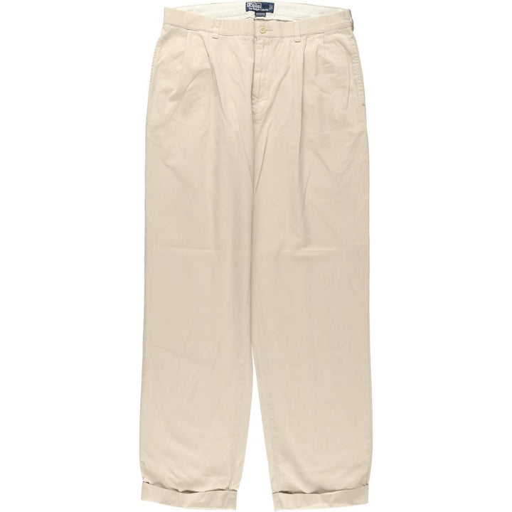 Ralph Lauren POLO by Ralph Lauren HAMMOND PANT, two-pleat chino pants, men's, w34 equivalent cotton Beige type Vintage Second Hand
