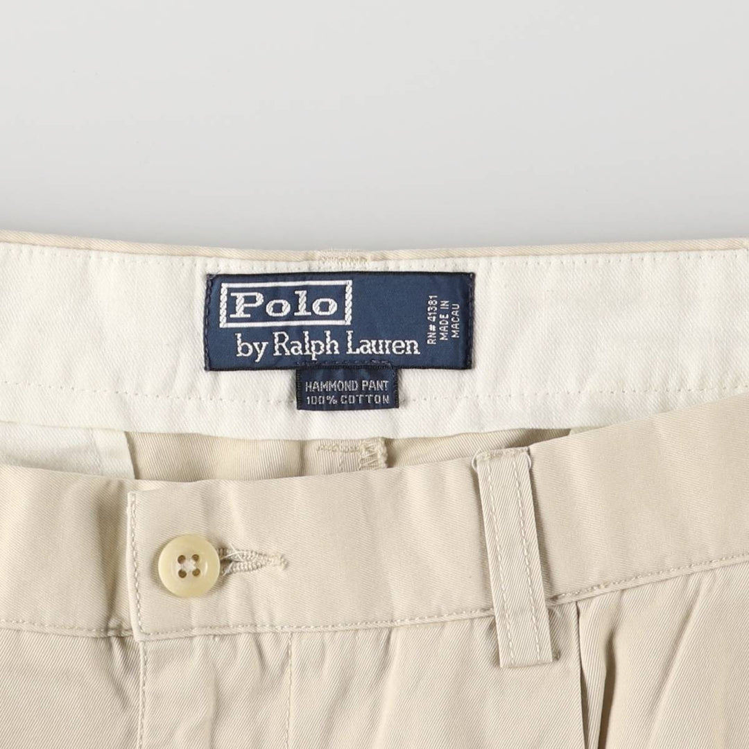 Ralph Lauren POLO by Ralph Lauren HAMMOND PANT, two-pleat chino pants, men's, w34 equivalent cotton Beige type Vintage Second Hand