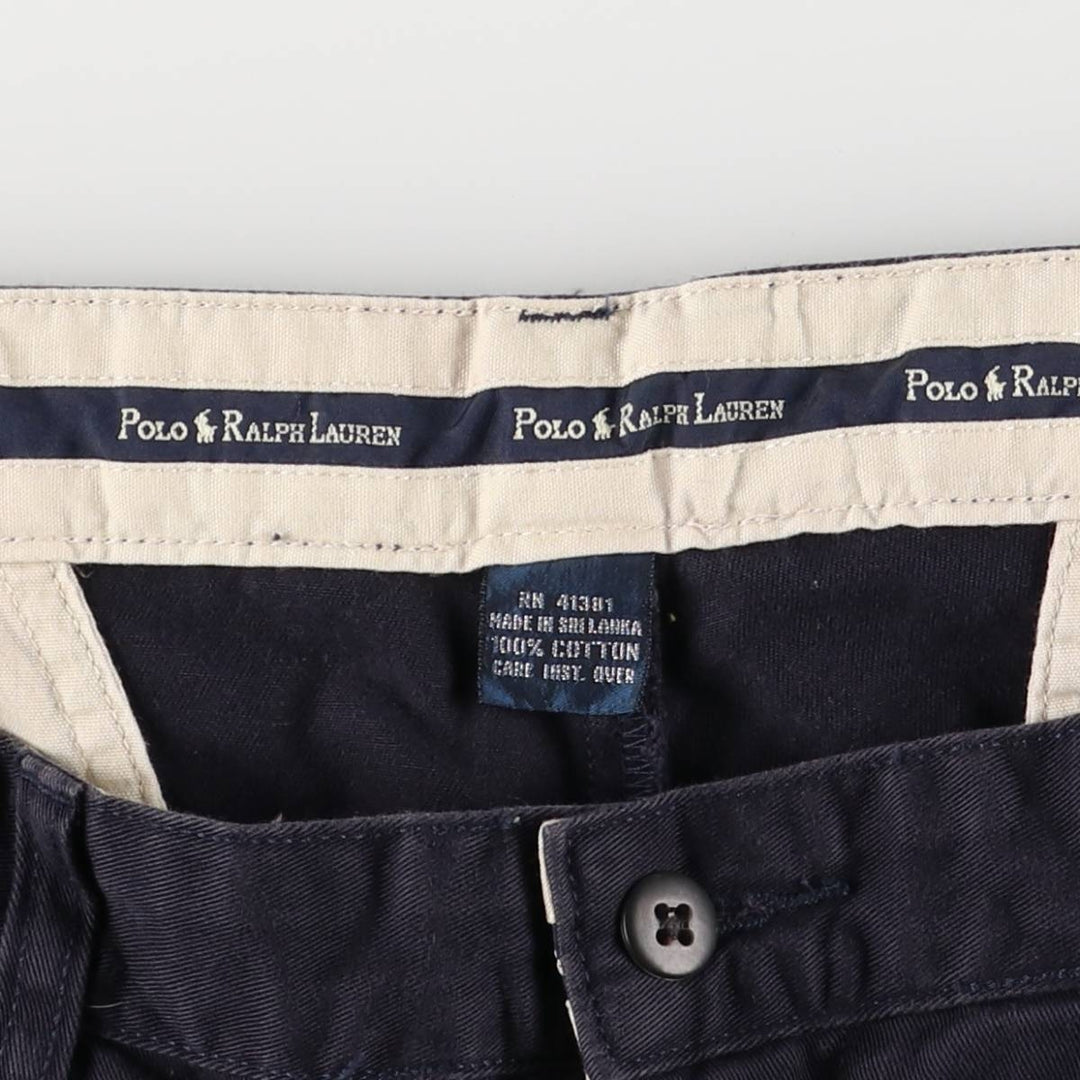 Ralph Lauren POLO RALPH LAUREN ANDREW PANT Two-pleat chino pants Men's size W35 cotton navy blue type Vintage Second Hand