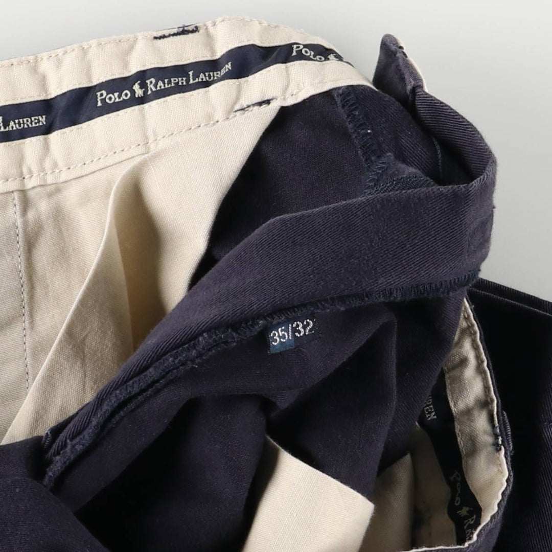 Ralph Lauren POLO RALPH LAUREN ANDREW PANT Two-pleat chino pants Men's size W35 cotton navy blue type Vintage Second Hand