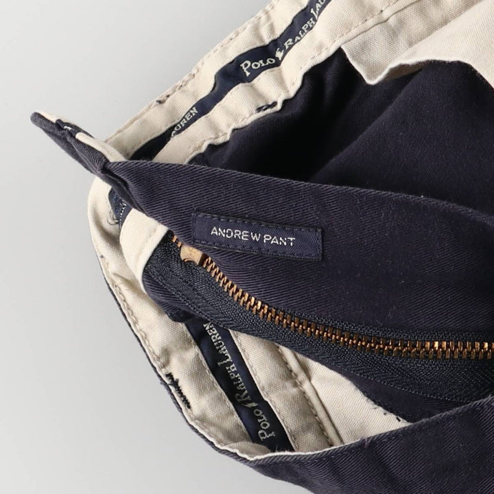 Ralph Lauren POLO RALPH LAUREN ANDREW PANT Two-pleat chino pants Men's size W35 cotton navy blue type Vintage Second Hand