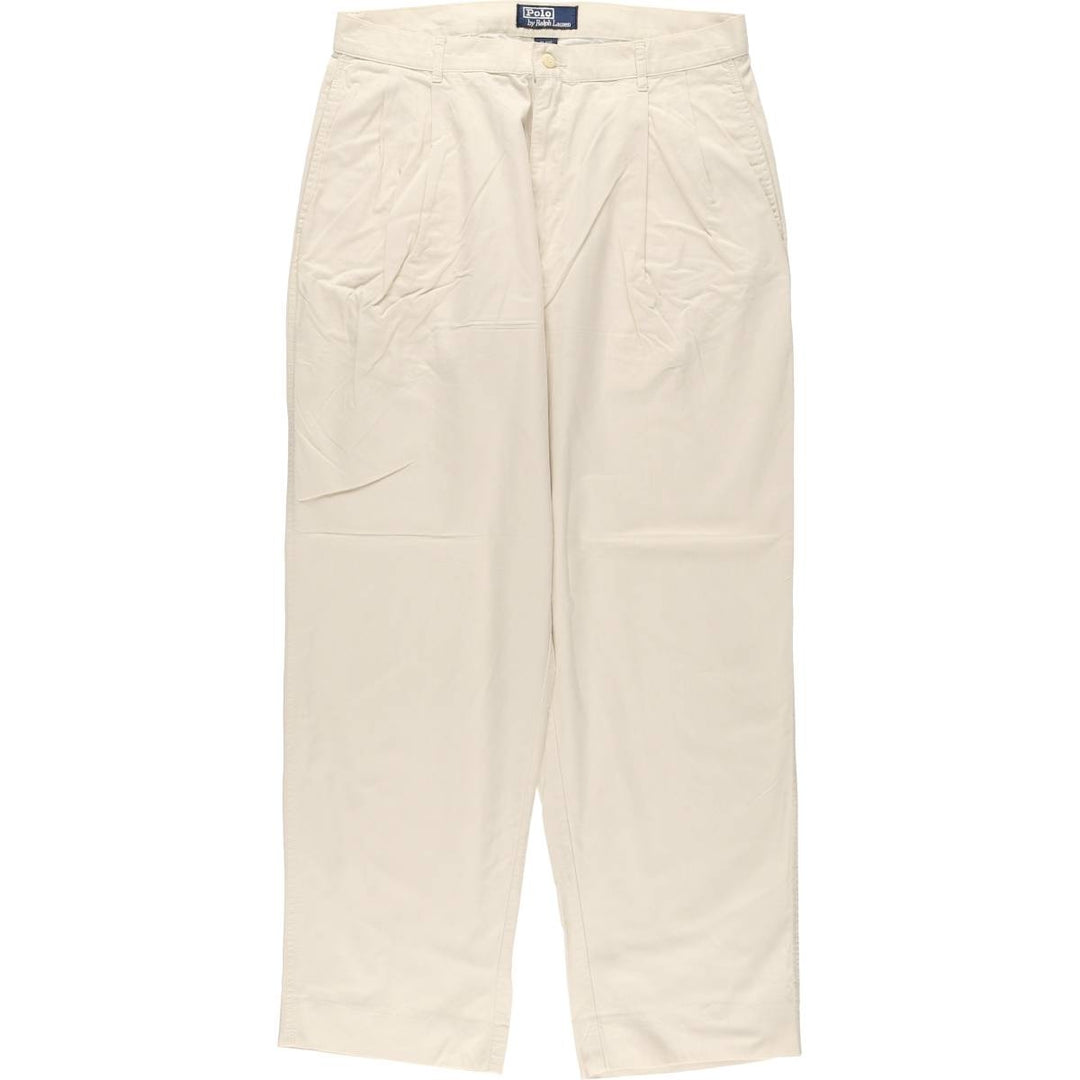 Ralph Lauren POLO by Ralph Lauren Two-pleat Chino Pants for Men, W33 equivalent cotton ivory Vintage Second Hand
