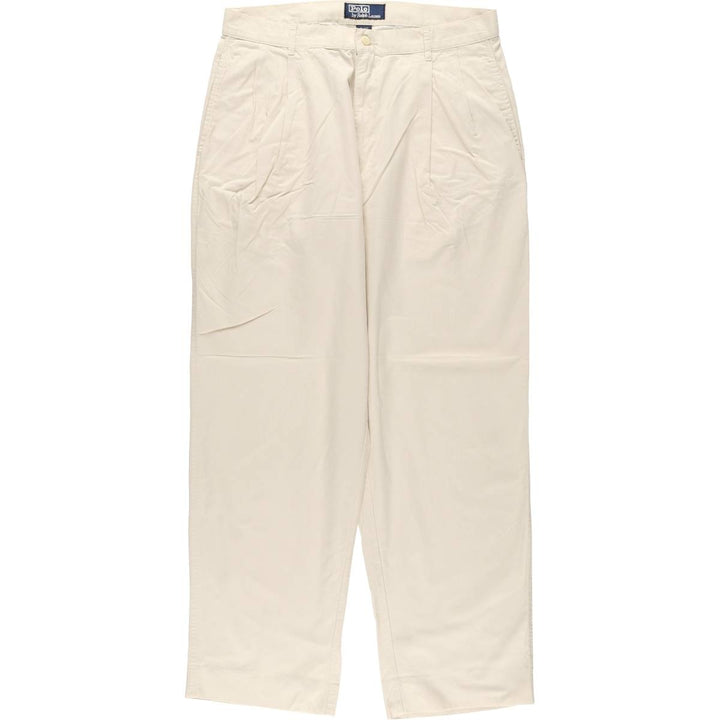 Ralph Lauren POLO by Ralph Lauren Two-pleat Chino Pants for Men, W33 equivalent cotton ivory Vintage Second Hand