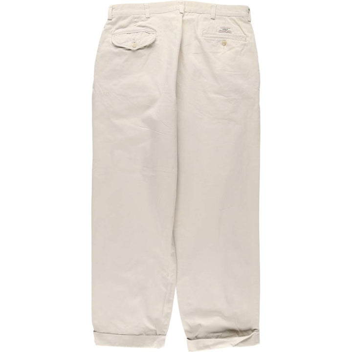 Ralph Lauren POLO by Ralph Lauren HAMMOND PANT, two-pleat chino pants, men's, w34 equivalent cotton ivory Vintage Second Hand