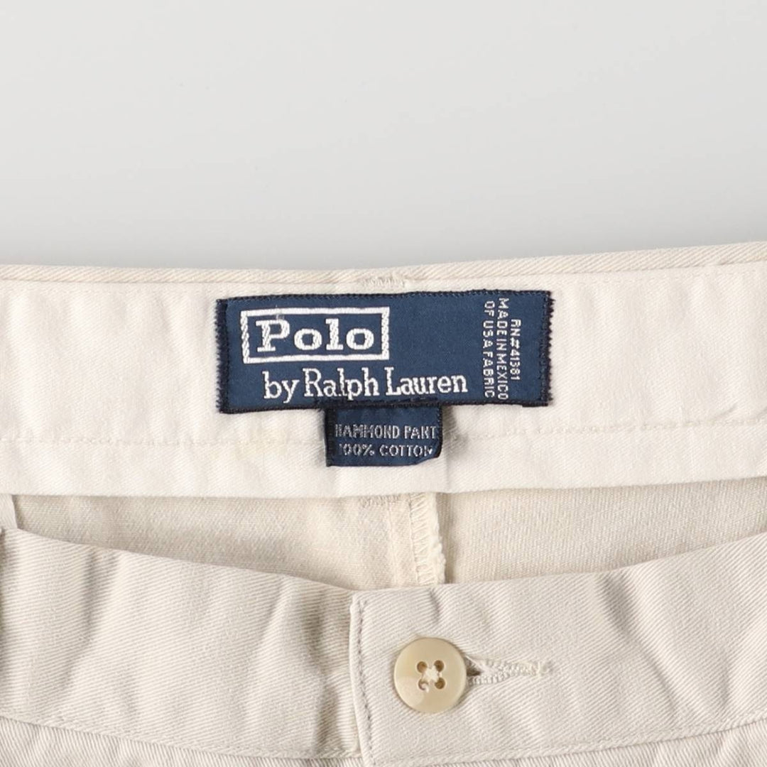 Ralph Lauren POLO by Ralph Lauren HAMMOND PANT, two-pleat chino pants, men's, w34 equivalent cotton ivory Vintage Second Hand