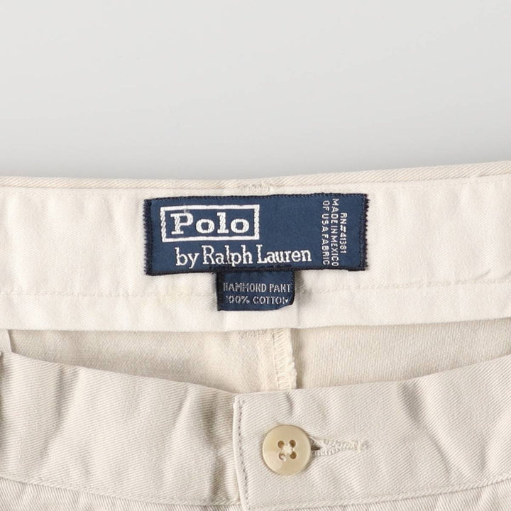 Ralph Lauren POLO by Ralph Lauren HAMMOND PANT, two-pleat chino pants, men's, w34 equivalent cotton ivory Vintage Second Hand