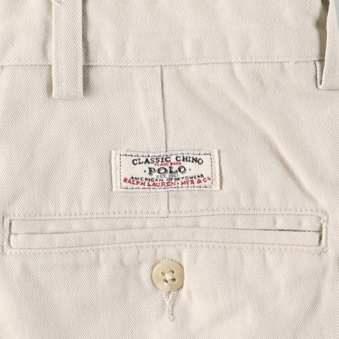 Ralph Lauren POLO by Ralph Lauren HAMMOND PANT, two-pleat chino pants, men's, w34 equivalent cotton ivory Vintage Second Hand