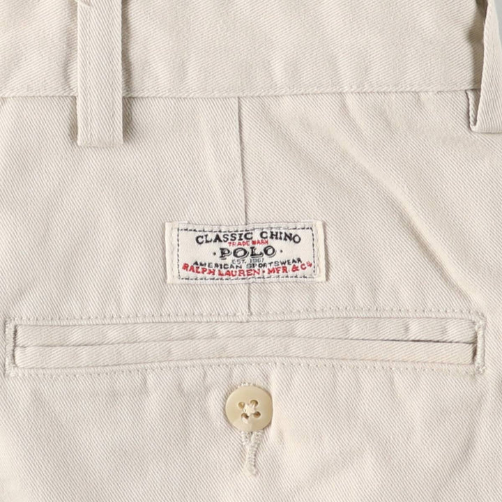 Ralph Lauren POLO by Ralph Lauren HAMMOND PANT, two-pleat chino pants, men's, w34 equivalent cotton ivory Vintage Second Hand