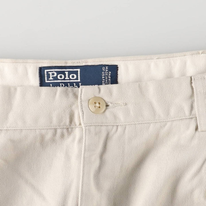 Ralph Lauren POLO by Ralph Lauren HAMMOND PANT, two-pleat chino pants, men's, w34 equivalent cotton ivory Vintage Second Hand
