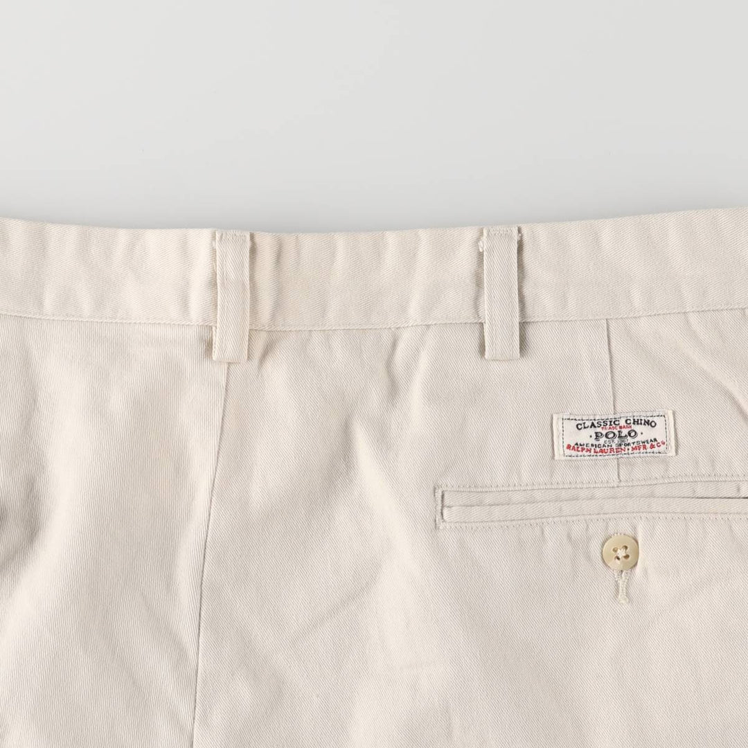 Ralph Lauren POLO by Ralph Lauren HAMMOND PANT, two-pleat chino pants, men's, w34 equivalent cotton ivory Vintage Second Hand