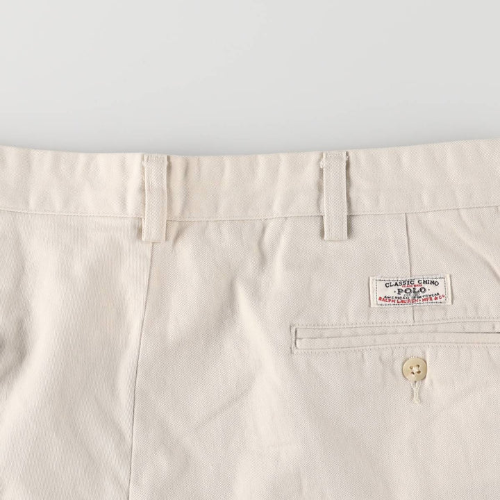 Ralph Lauren POLO by Ralph Lauren HAMMOND PANT, two-pleat chino pants, men's, w34 equivalent cotton ivory Vintage Second Hand