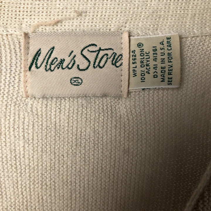 Men's Store Acrylic Knit Cardigan, Made in USA, Men's Size XL Oron Acrylic Beige type Vintage Second Hand