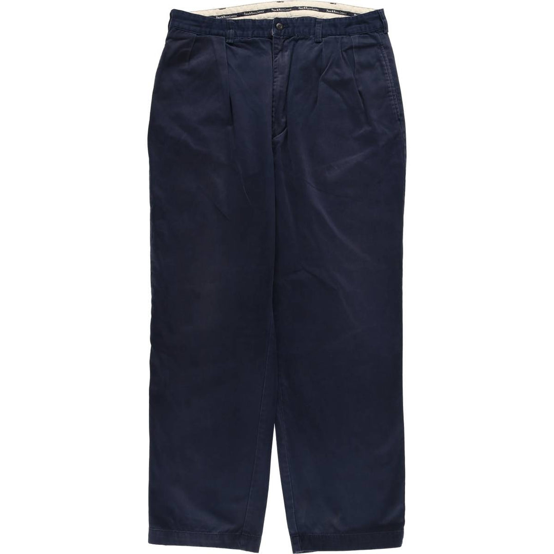 Ralph Lauren POLO RALPH LAUREN ANDREW PANT Two-pleat chino pants Men's size W35 cotton navy blue type Vintage Second Hand