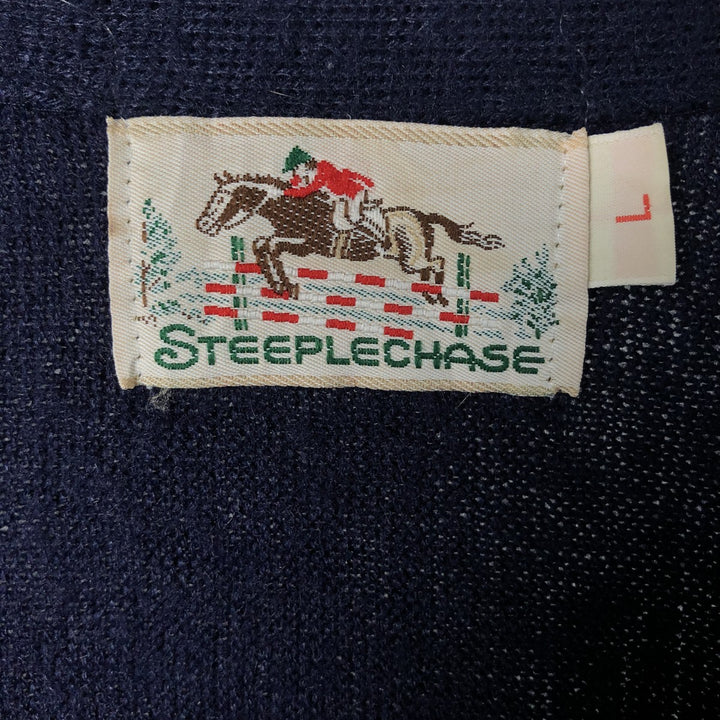 STEEPLECHASE Knit Cardigan, Men's Size L unclear navy blue type Vintage Second Hand