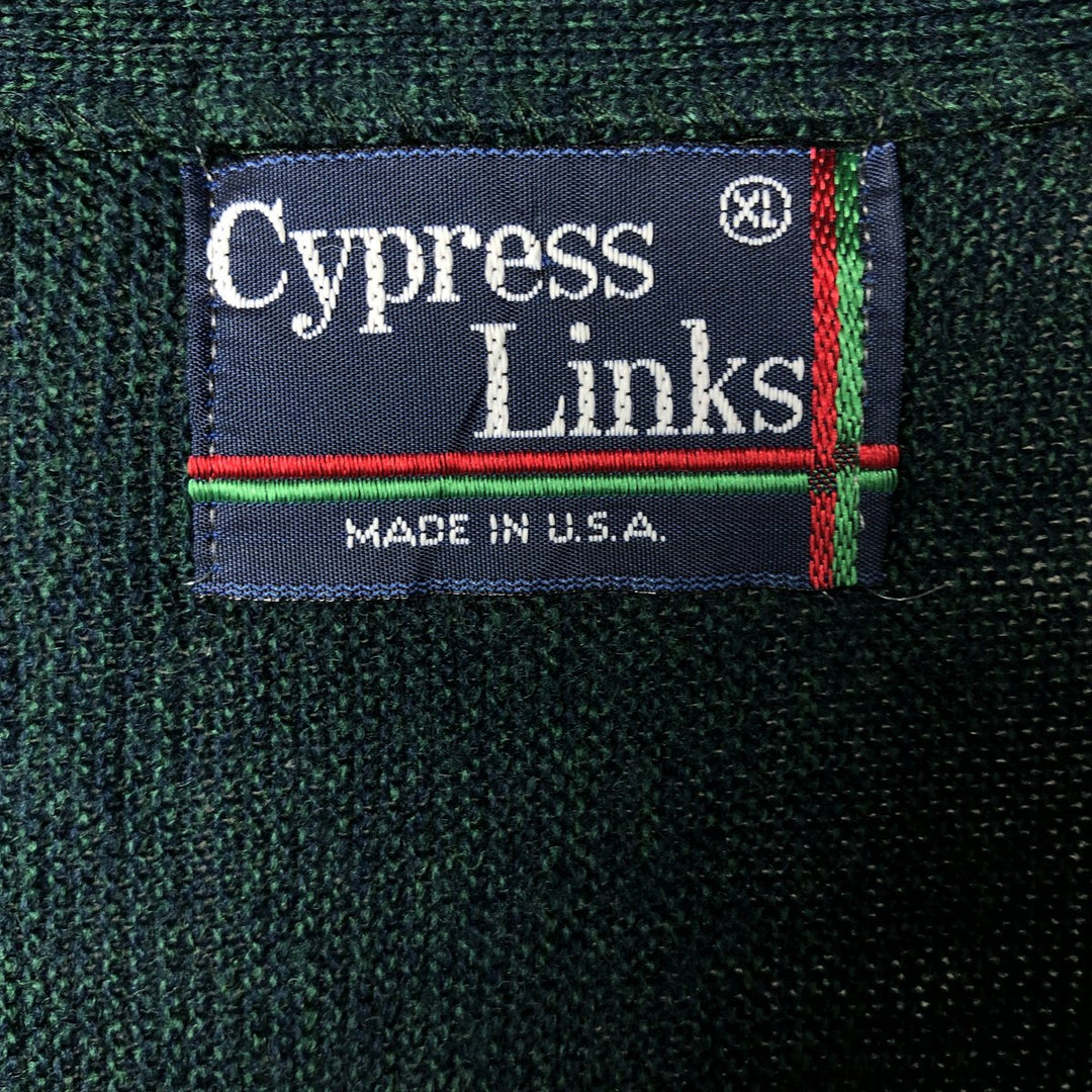 Cypress Links Knit Cardigan, Made in USA, Men's XL unclear Green type dark green Vintage Second Hand