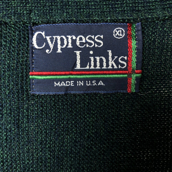 Cypress Links Knit Cardigan, Made in USA, Men's XL unclear Green type dark green Vintage Second Hand