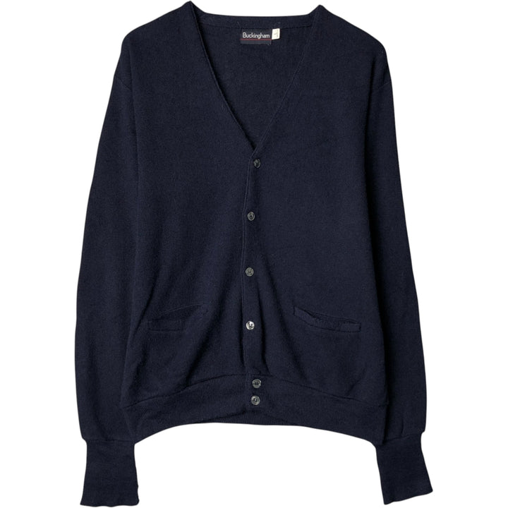 Vintage 1970'S Buckingham acrylic knit cardigan, made in the USA, size L, men's Oron Acrylic navy blue type Vintage Second Hand