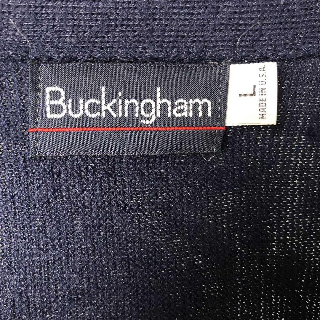 Vintage 1970'S Buckingham acrylic knit cardigan, made in the USA, size L, men's Oron Acrylic navy blue type Vintage Second Hand