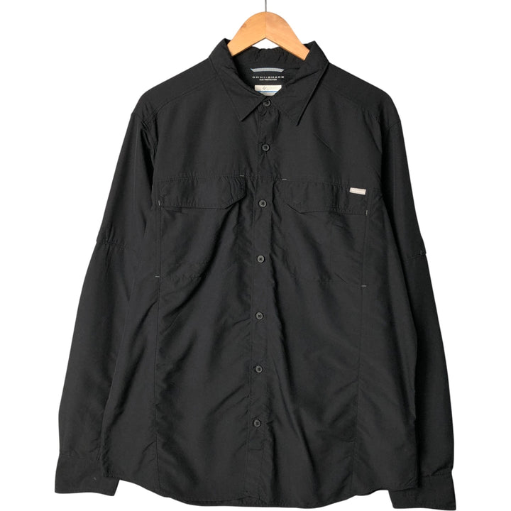 Columbia OMNI-SHIELD SUN PROTECTION Long Sleeve Fishing Shirt, Men's Size L Nylon black type Vintage Second Hand