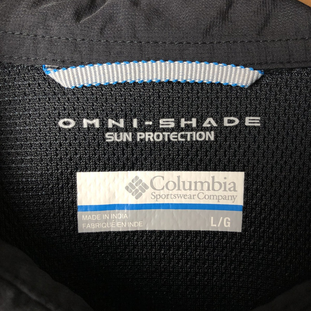 Columbia OMNI-SHIELD SUN PROTECTION Long Sleeve Fishing Shirt, Men's Size L Nylon black type Vintage Second Hand