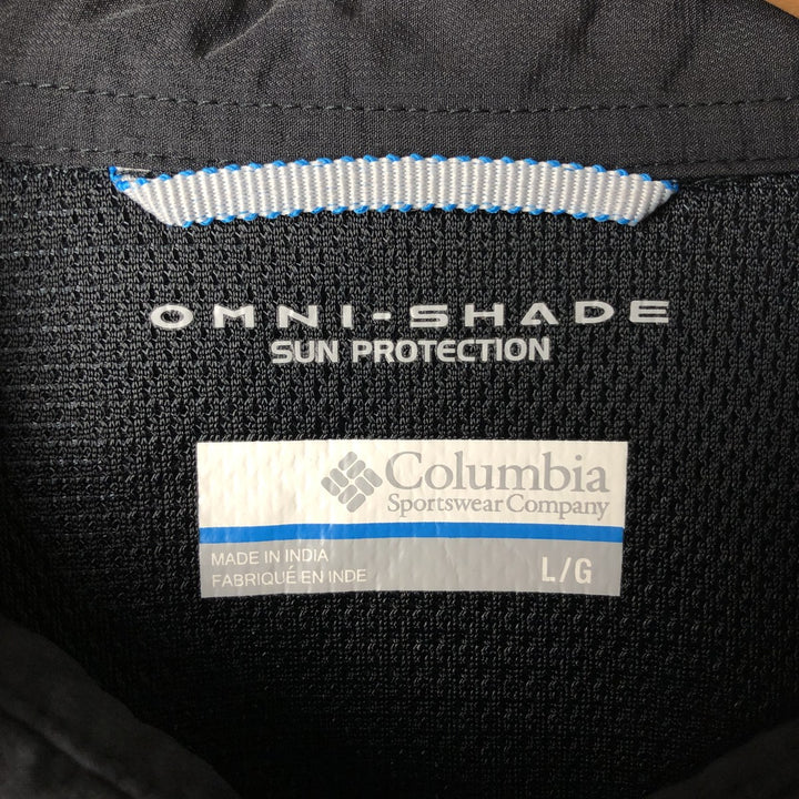 Columbia OMNI-SHIELD SUN PROTECTION Long Sleeve Fishing Shirt, Men's Size L Nylon black type Vintage Second Hand