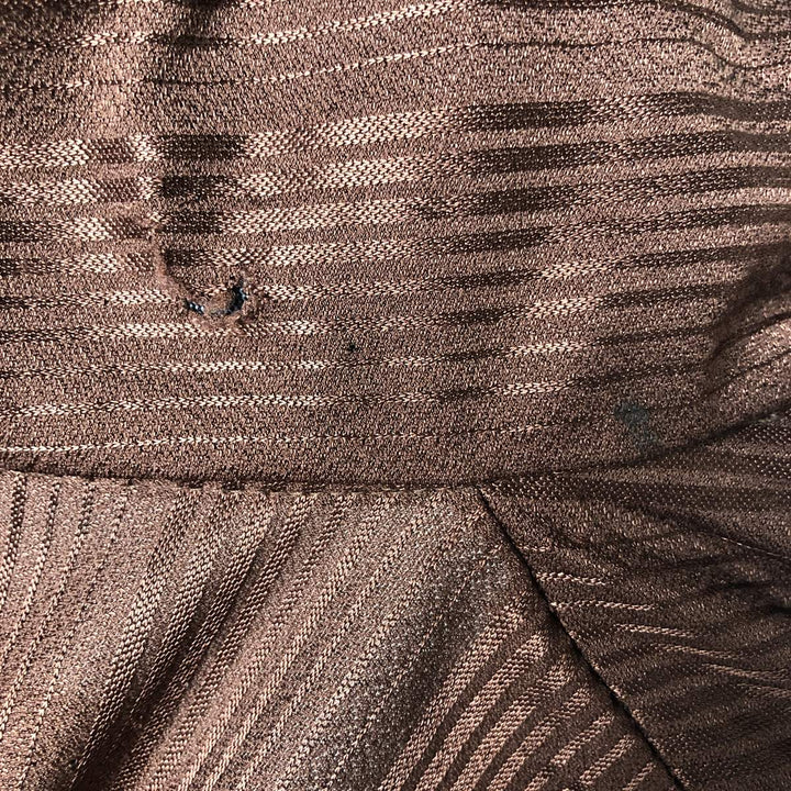 90'S ALAN STUART Italian Collar Stripe Pattern Short Sleeve Polyester Box Shirt, Men's Size L, Vintage polyester brown type Vintage Second Hand