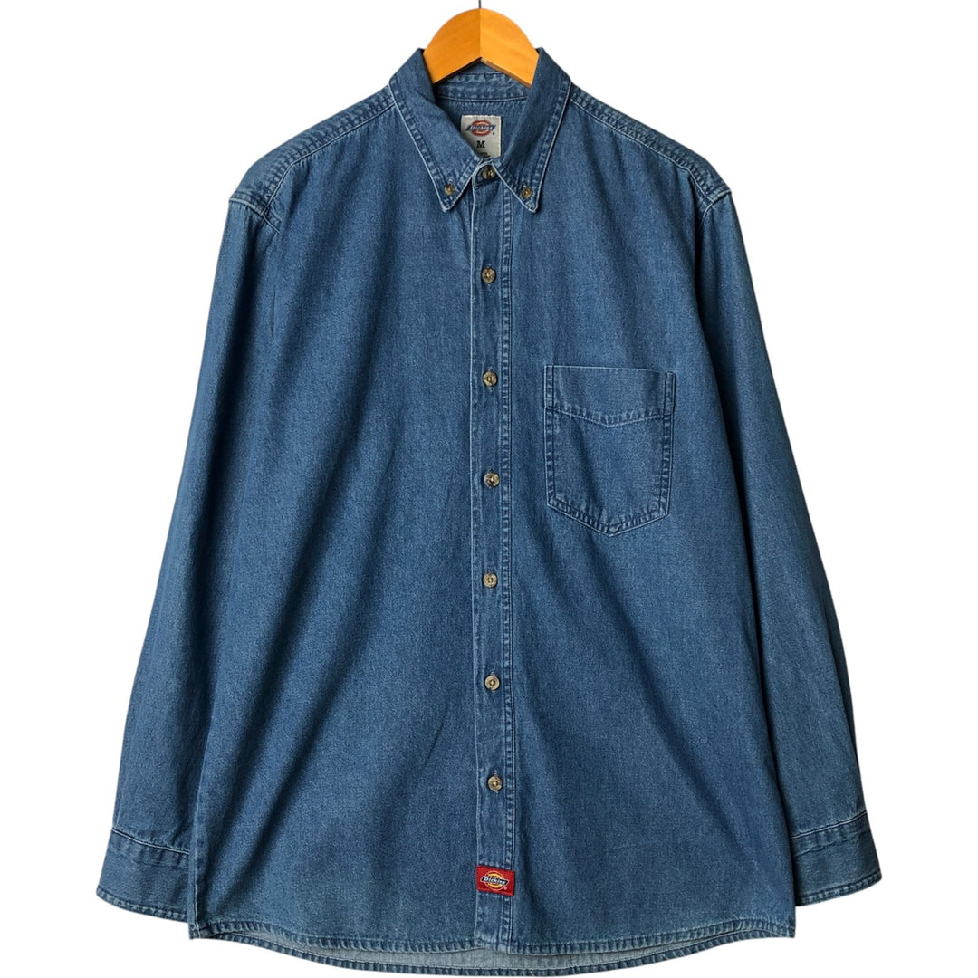 Dickies Long Sleeve Button Down Denim Shirt, Men's Size M cotton blue type Vintage Second Hand