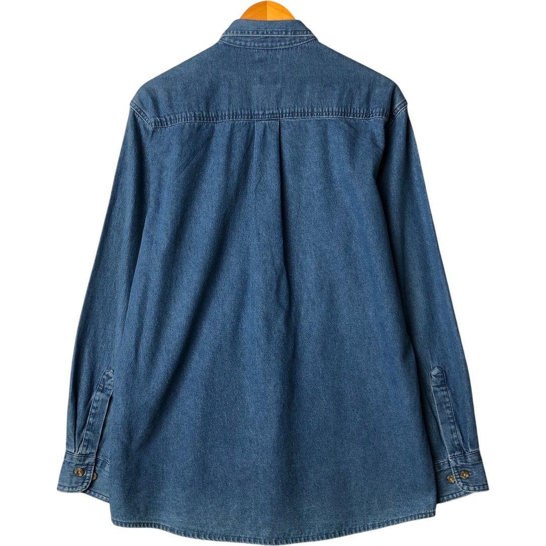 Dickies Long Sleeve Button Down Denim Shirt, Men's Size M cotton blue type Vintage Second Hand