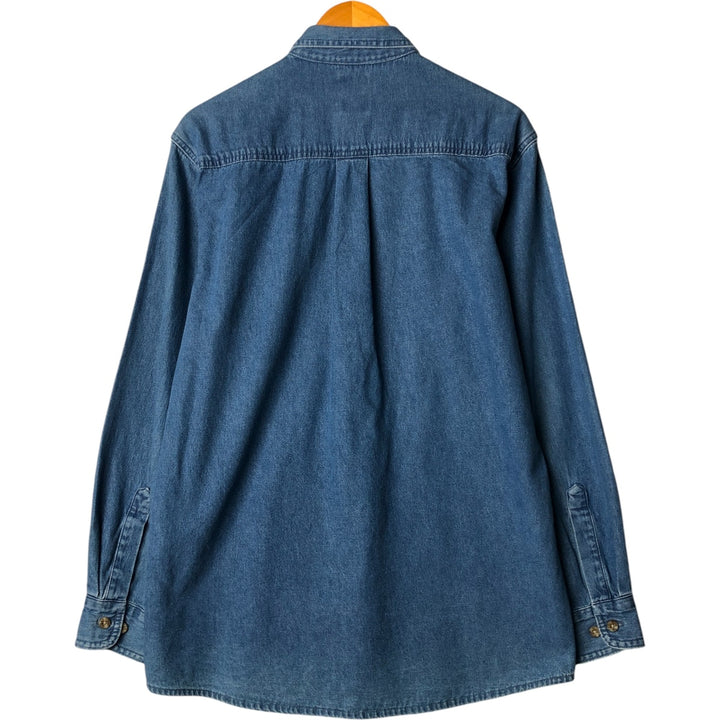Dickies Long Sleeve Button Down Denim Shirt, Men's Size M cotton blue type Vintage Second Hand