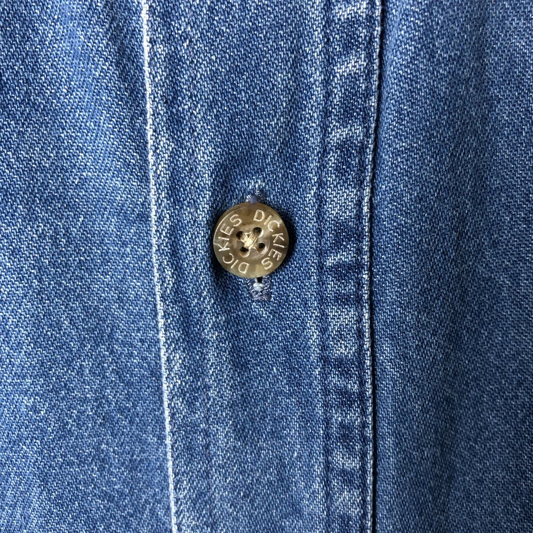Dickies Long Sleeve Button Down Denim Shirt, Men's Size M cotton blue type Vintage Second Hand