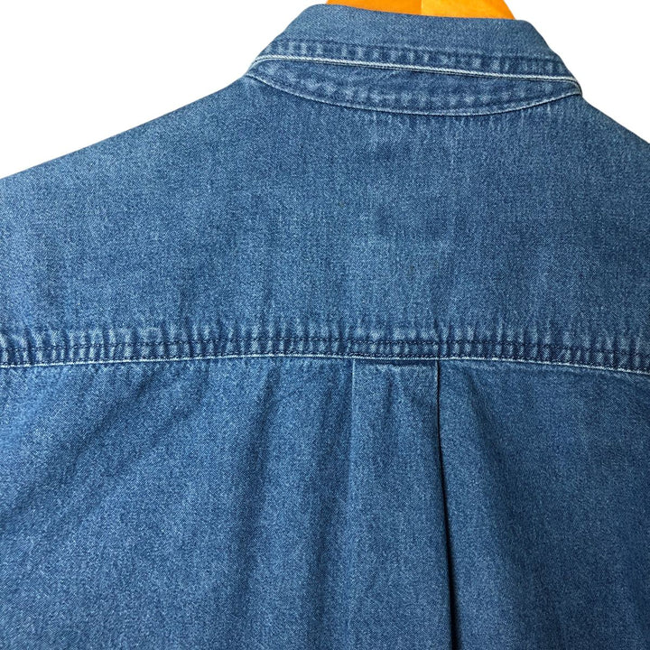 Dickies Long Sleeve Button Down Denim Shirt, Men's Size M cotton blue type Vintage Second Hand