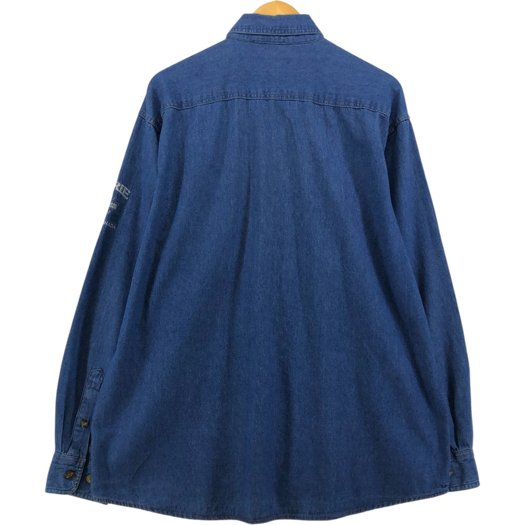 Harley-Davidson long-sleeved button-down denim shirt, men's size L cotton Navy blue Vintage Second Hand