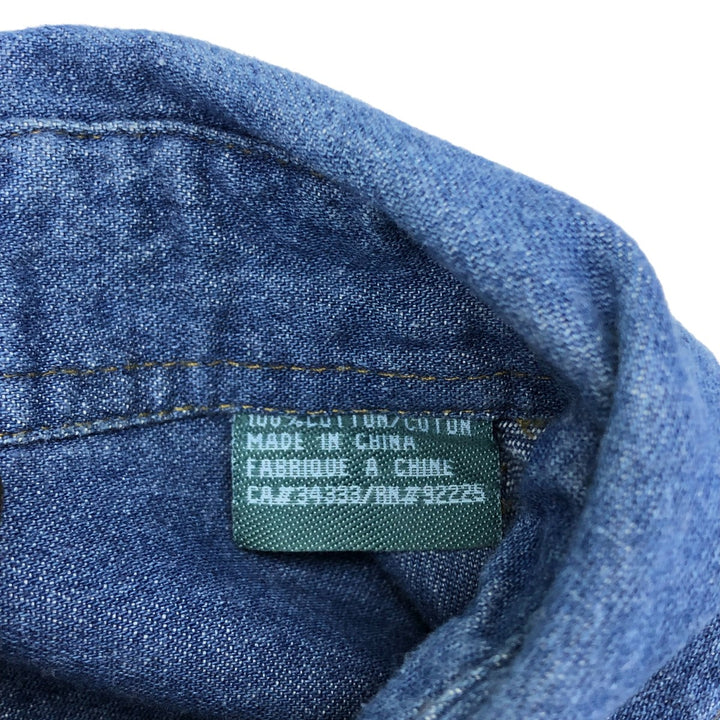Harley-Davidson long-sleeved button-down denim shirt, men's size L cotton Navy blue Vintage Second Hand