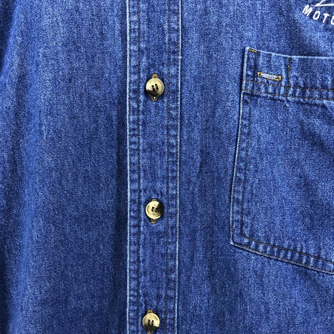 Harley-Davidson long-sleeved button-down denim shirt, men's size L cotton Navy blue Vintage Second Hand