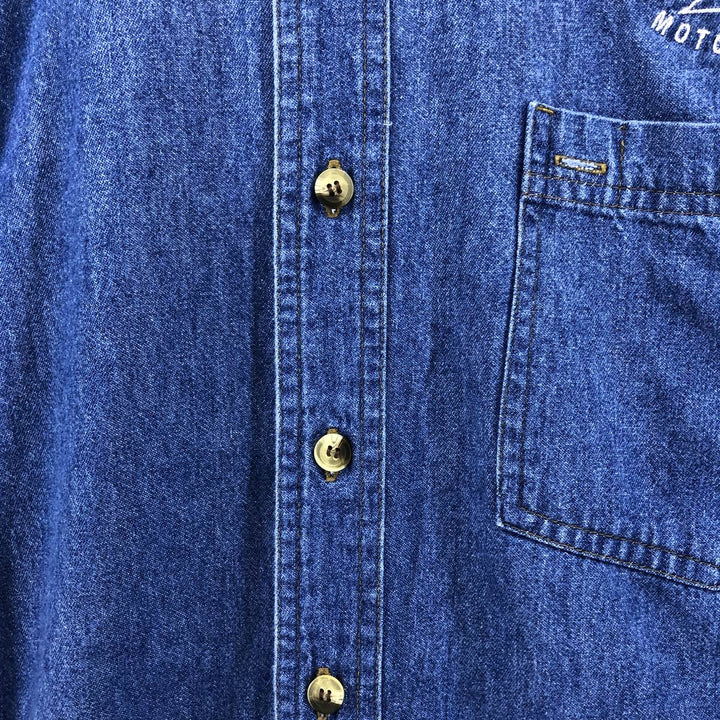 Harley-Davidson long-sleeved button-down denim shirt, men's size L cotton Navy blue Vintage Second Hand